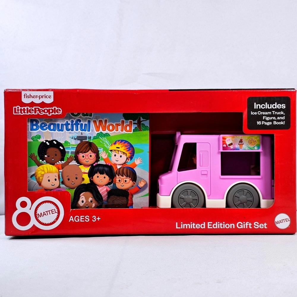 Fisher-Price Little People Mattel 80th Anniversary Ice Cream Truck Book Gift Set